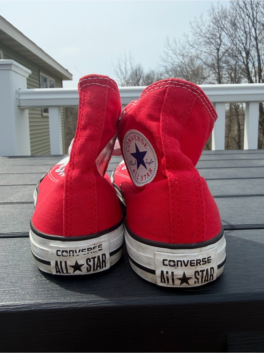 Converse Red High Top Chuck Taylor All Star Sneakers Men’s 7 Woman’s 9 - Picture 3 of 8